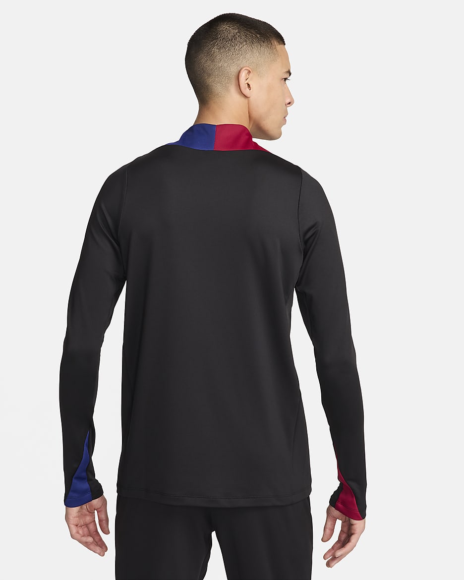 FC Barcelona Strike Men's Nike Dri-FIT Soccer Drill Top - Black/Noble Red/Deep Royal Blue/Light Orewood Brown