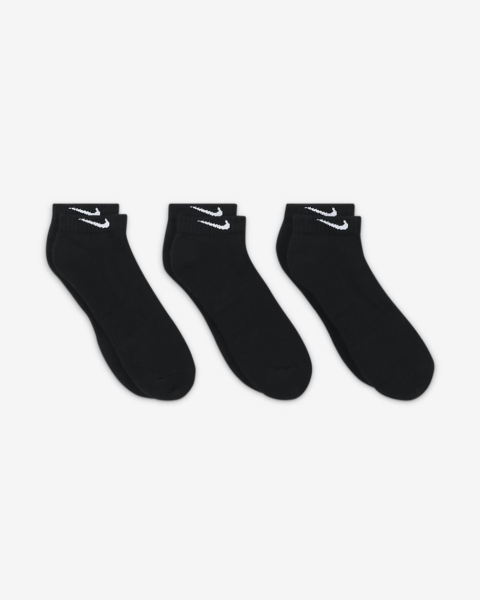 Nike Everyday Cushioned Training Low Socks (3 Pairs) - Black/White