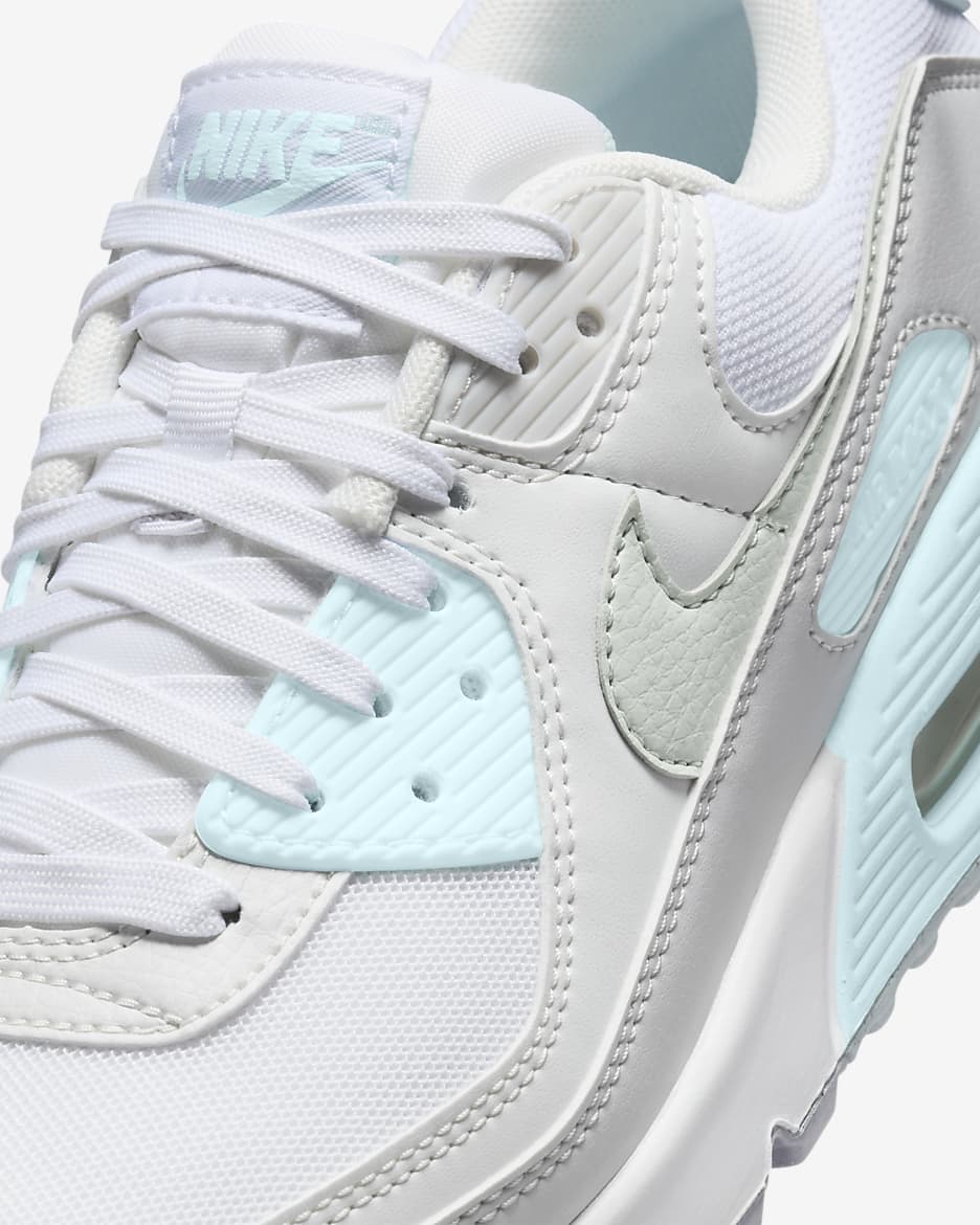 Nike Air Max 90 女鞋 - 白色/Glacier Blue/Wolf Grey/Light Silver