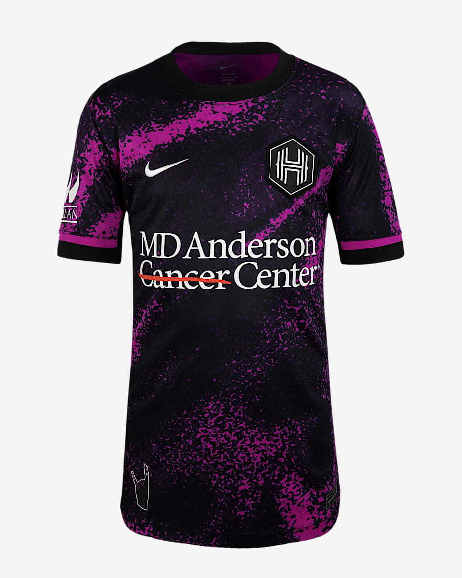 Jersey Nike Dri-FIT de la NWSL tipo réplica para niños talla grande Houston Dash visitante 2025 Stadium - Uva vivo/Morado dinastía
