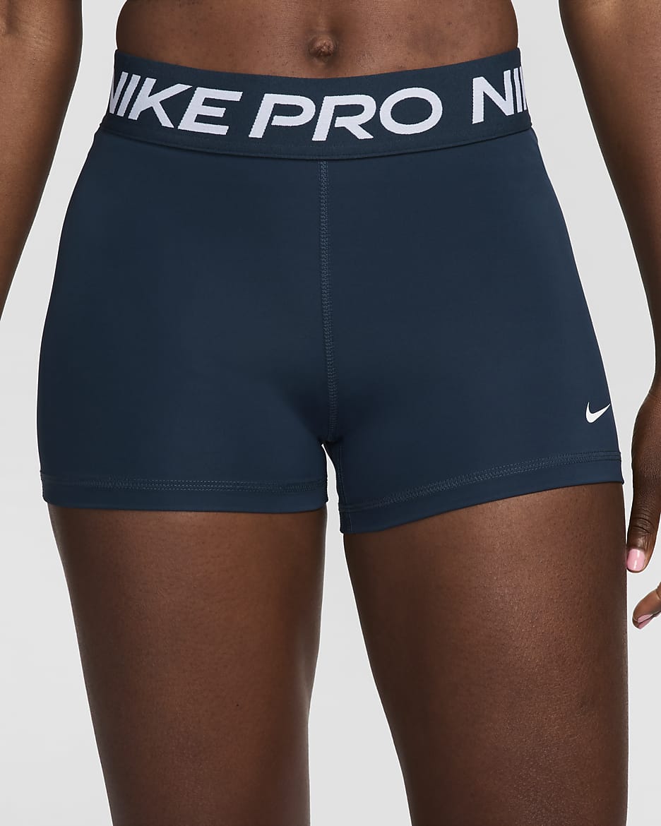 Nike Pro Pantalón corto de 8 cm - Mujer - Armory Navy/Blanco