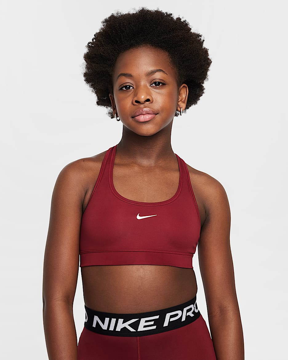 Nike Swoosh Girls' Sports Bra - Team Red/White