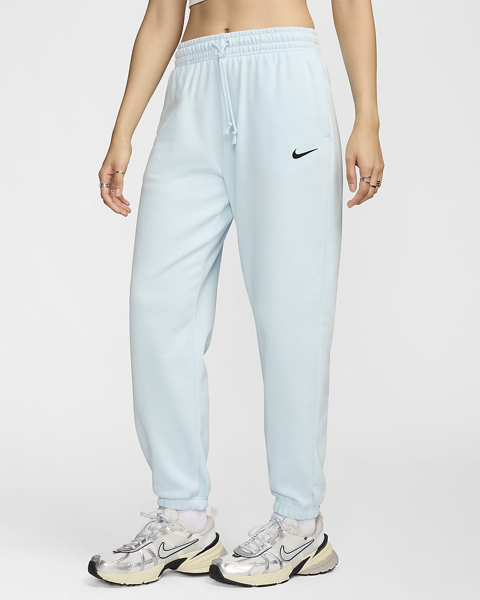 Nike Sportswear Phoenix Fleece Women's High-Waisted Oversized French Terry Tracksuit Bottoms - Glacier Blue/Black