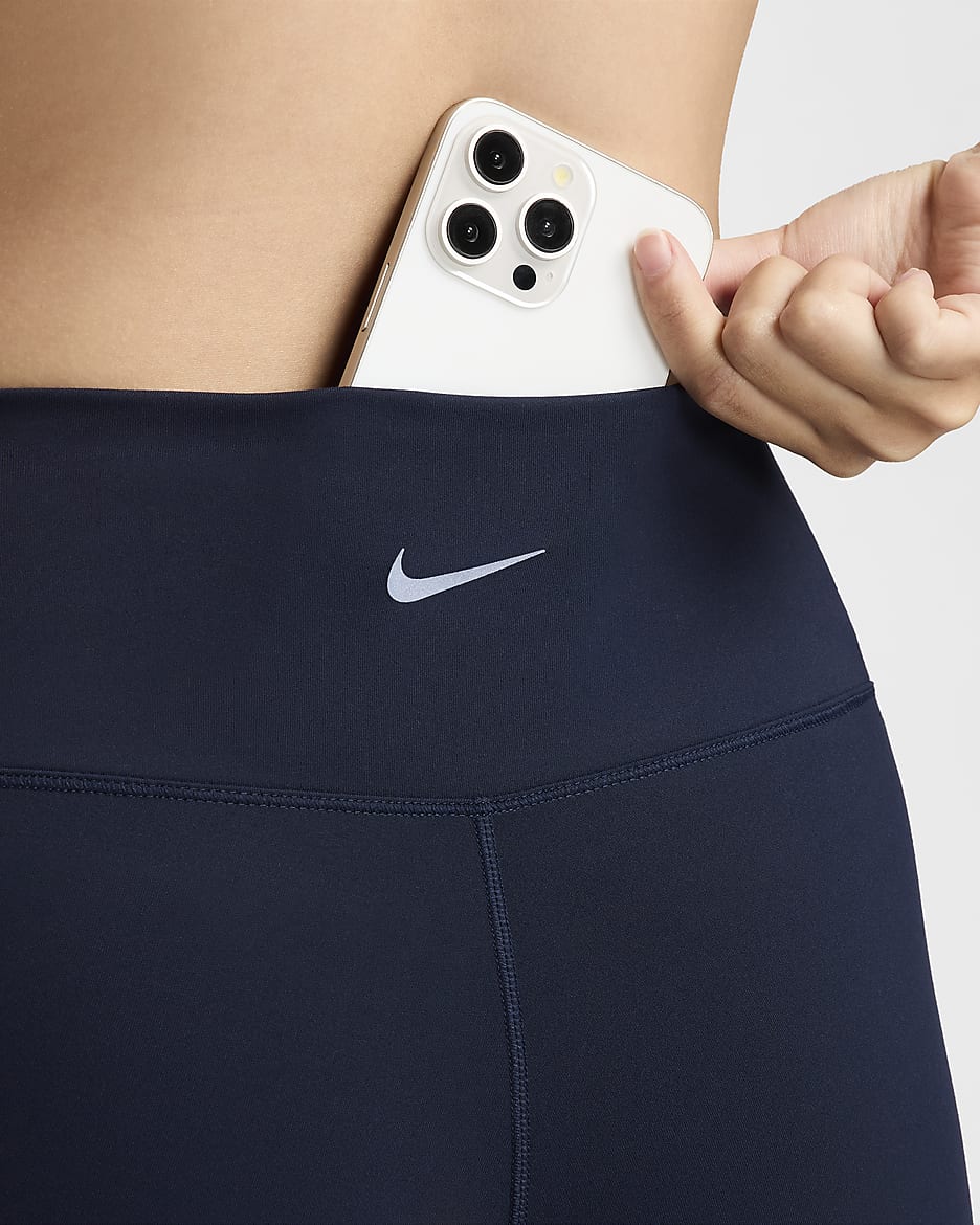 Nike One Seamless Front Women's High-Waisted Full-Length Leggings - Obsidian/Black