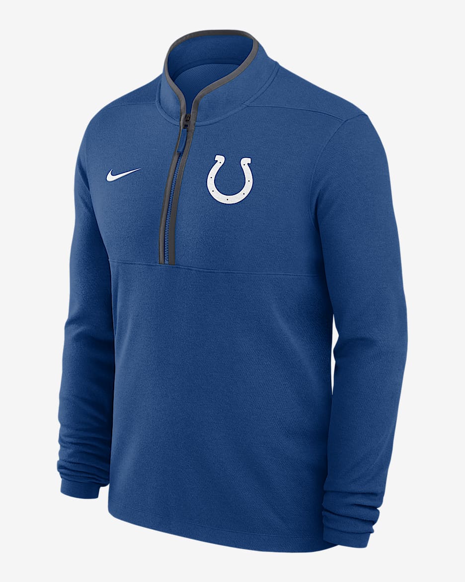 Playera de manga larga Nike Dri-FIT de la NFL de cierre completo para hombre Indianapolis Colts Logo Victory - Royal