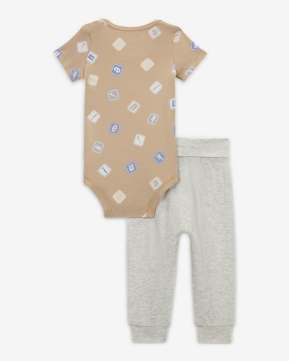 Conjunto de dos piezas de body estampado para bebé (0 a 9 meses) Nike - Gris jaspeado