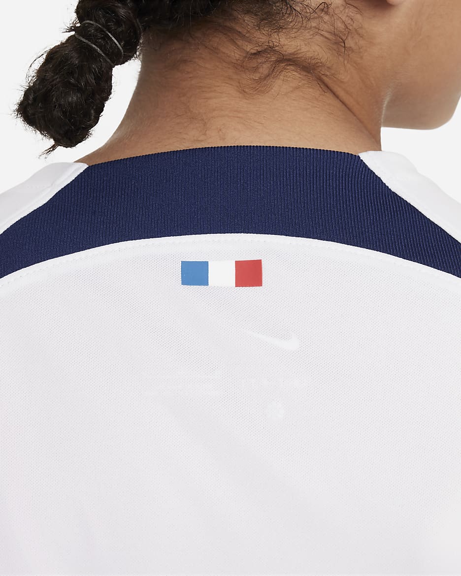 PSG 2023/24 スタジアム アウェイ ジュニア ナイキ Dri-FIT サッカーユニフォーム - ホワイト/ミッドナイトネイビー/ミッドナイトネイビー