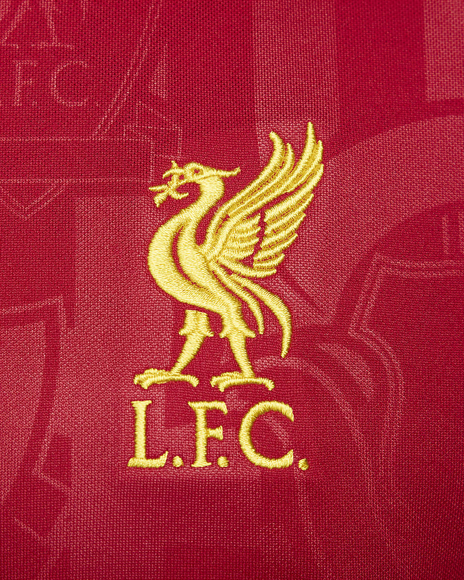 Liverpool FC Academy Pro Nike Dri-FIT Maç Öncesi Kısa Kollu Erkek Futbol Üstü - Gym Red/Chrome Yellow/Chrome Yellow