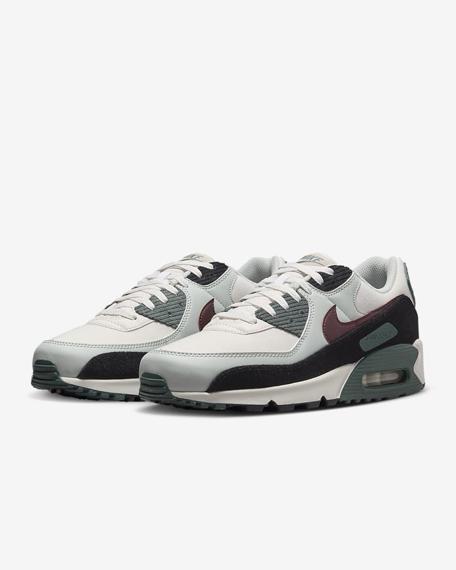 รองเท้าผู้ชาย Nike Air Max 90 Premium - Phantom/Vintage Green/ดำ/Burgundy Crush