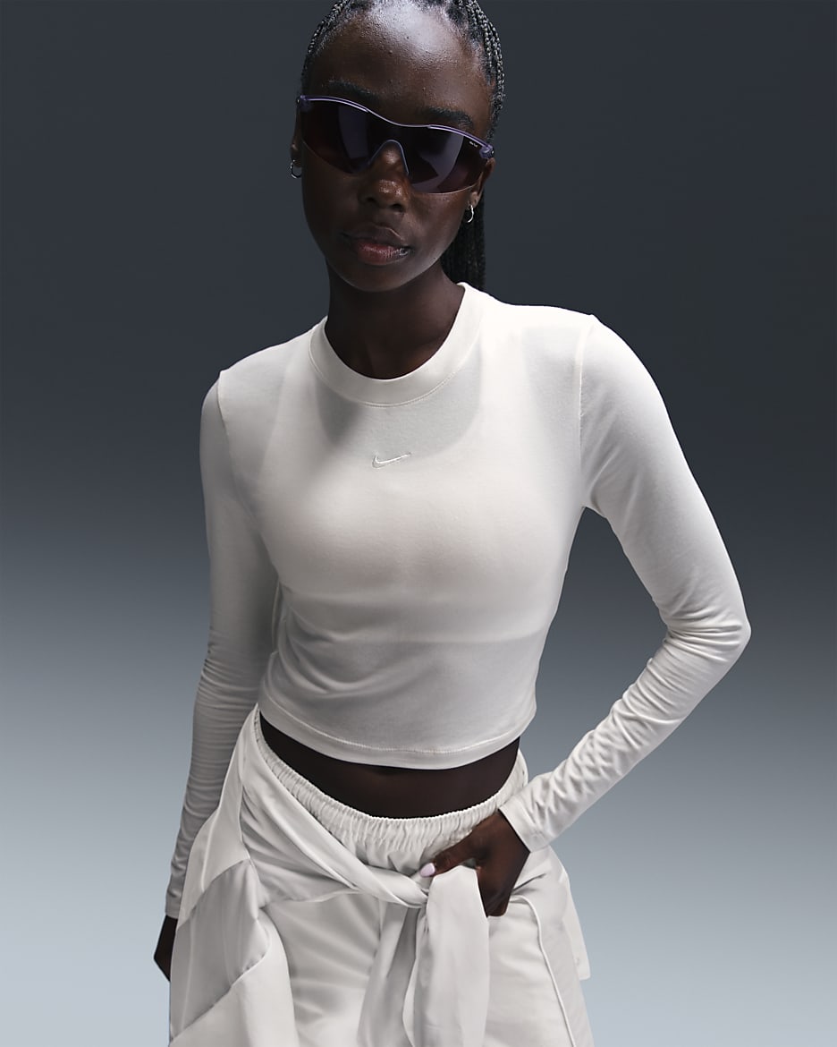 Nike Sportswear Chill Knit Women's Slim Long-Sleeve Cropped Top - Sail/Sail