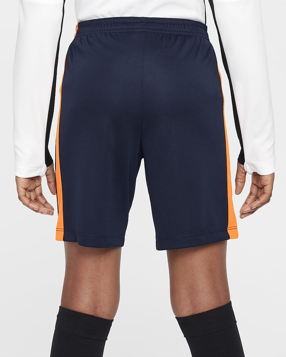 Nike Dri-FIT Academy23 兒童足球短褲 - Dark Obsidian/Total Orange/Volt