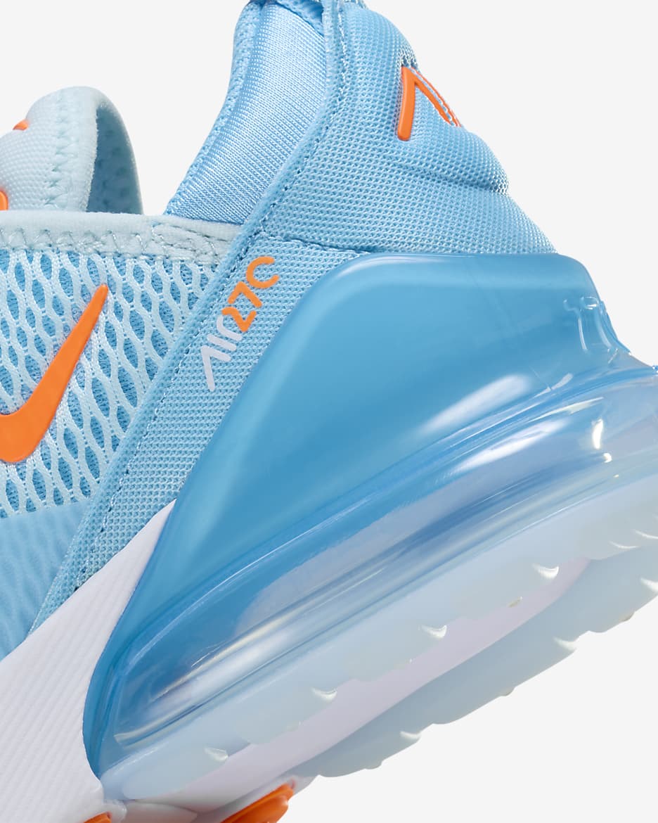 Nike Air Max 270 Little Kids' Shoes - Glacier Blue/Aquarius Blue/White/Total Orange