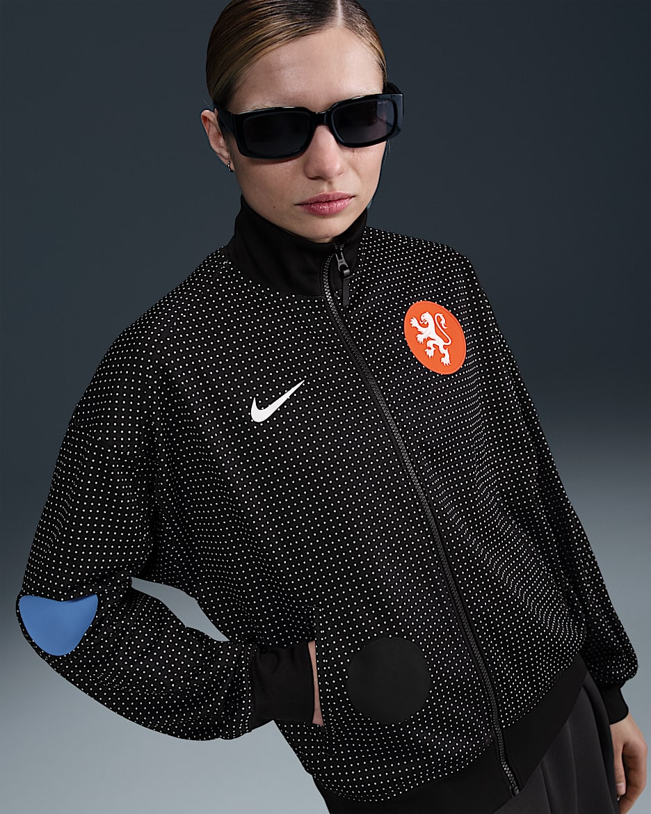 Niederlande Academy Pro Nike Dri-FIT Fußball-Hymnenjacke (Damen) - Schwarz/Weiß