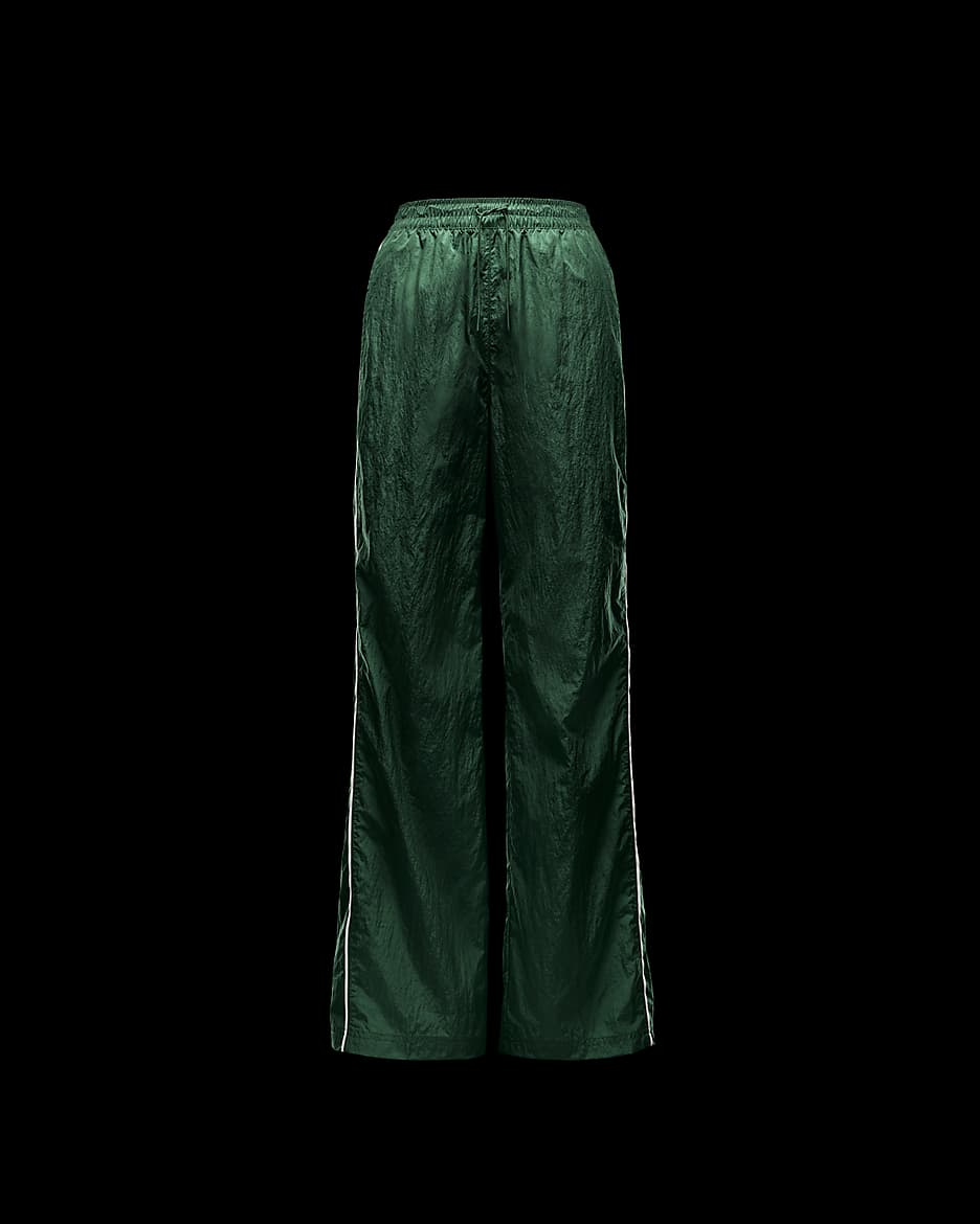 Pants con dobladillo abierto de tejido Woven de tiro alto para mujer Nike Windrunner - Verde desfiladero/Vela