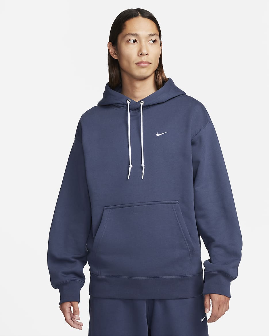 Nike Solo Swoosh Men's Fleece Pullover Hoodie - Thunder Blue/White