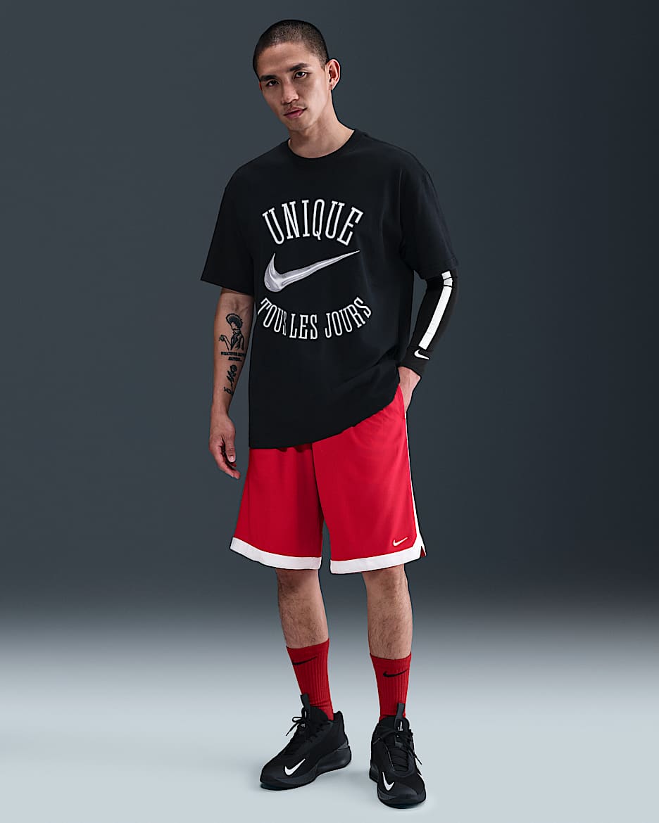 Shorts de básquetbol Dri-FIT de 28 cm para hombre Nike DNA Academy - Rojo universitario/Blanco/Blanco