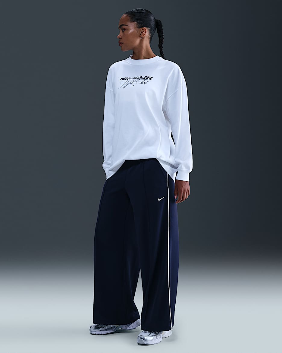 Nike Sportswear Women's Mid-Rise Wide-Leg Track Pants - Midnight Navy/Sail/Sail