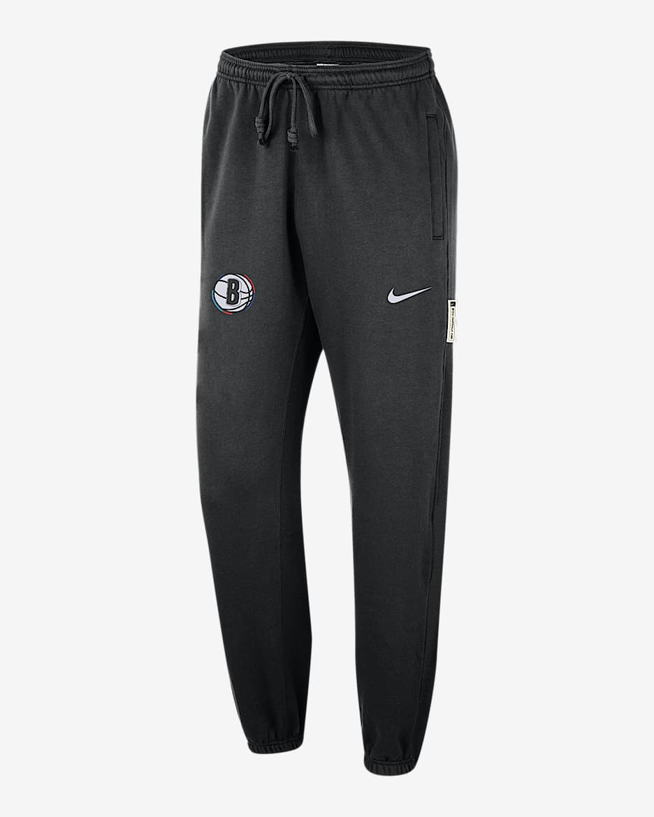 Pants Nike Dri-FIT de la NBA para hombre Brooklyn Nets Standard Issue City Edition - Negro/Blanco