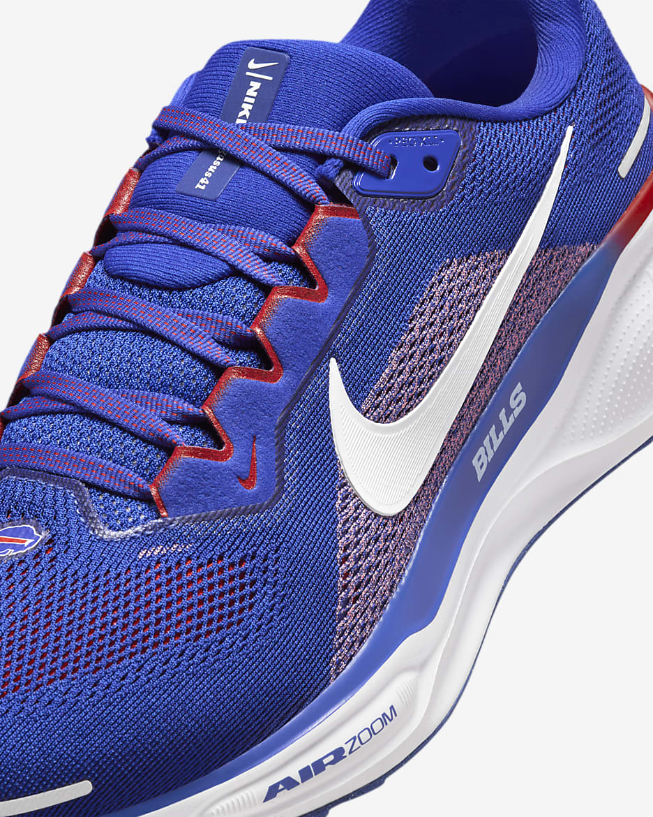 Tenis de correr en pavimento para hombre Nike Pegasus 41 NFL Buffalo Bills - Azul eléctrico/Blanco/Rojo universitario/Blanco