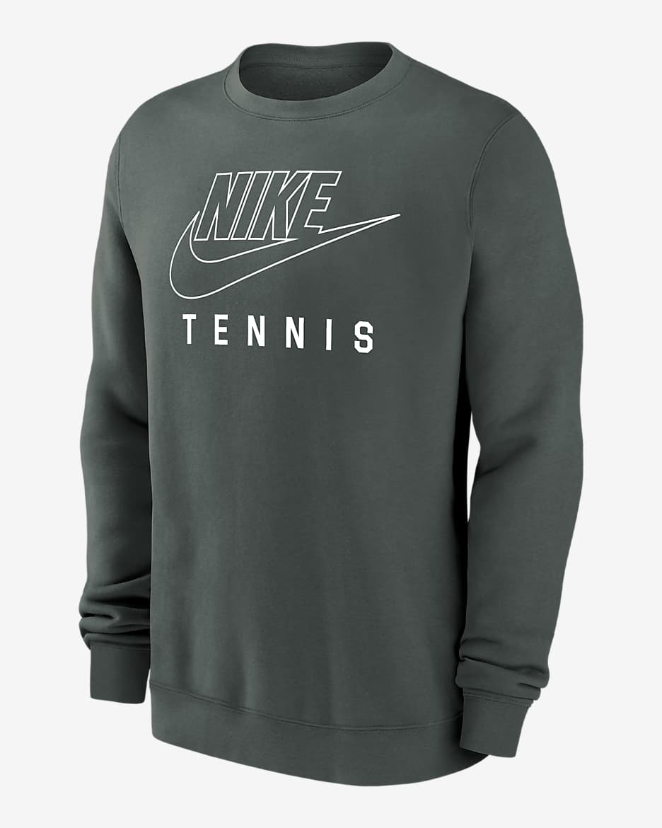 Nike Swoosh Club Fleece Men's Tennis Pullover Crew-Neck Sweatshirt - Clay Green