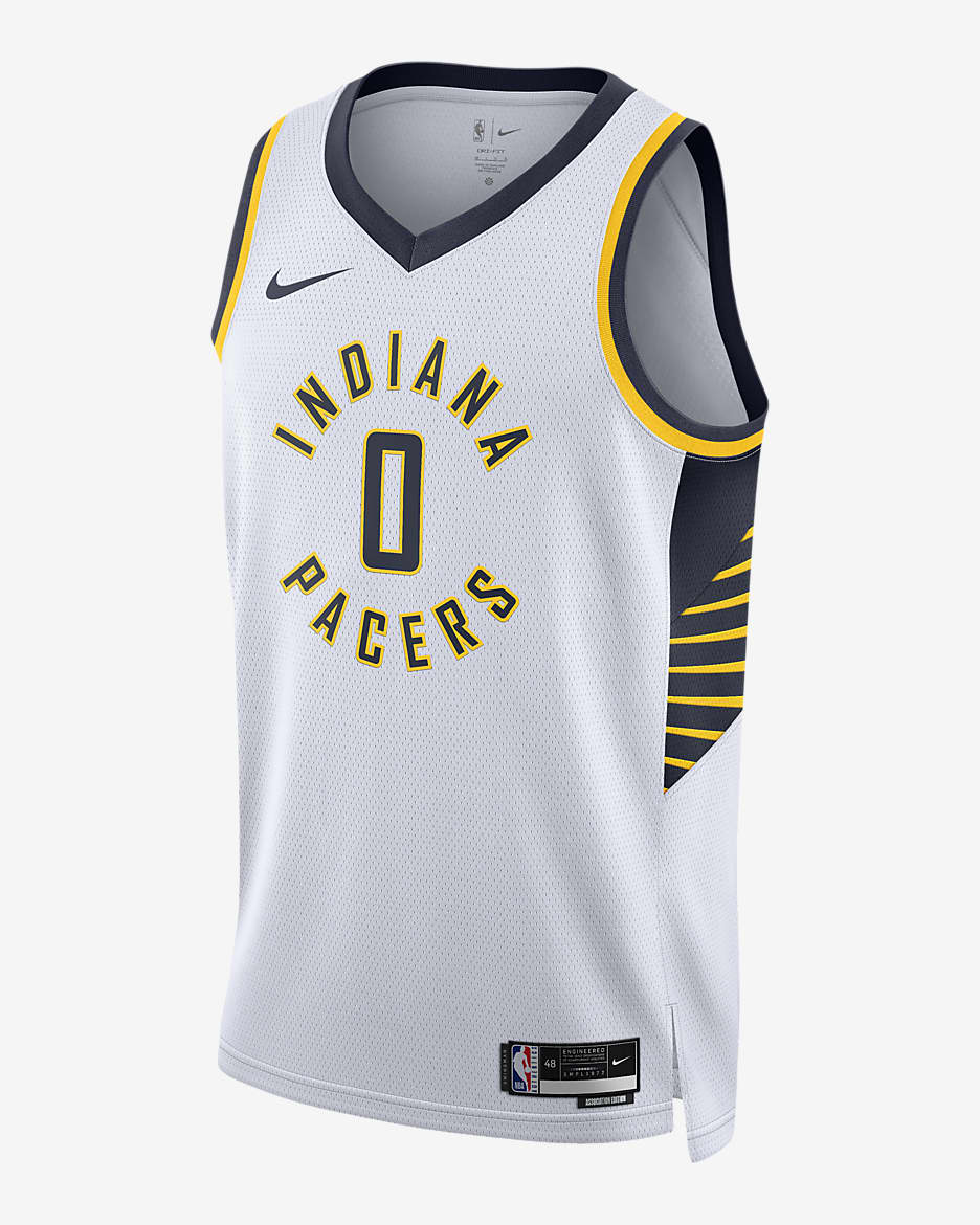Jersey Nike Dri-FIT de la NBA Swingman para hombre Indiana Pacers Association Edition 2022/23 - Blanco