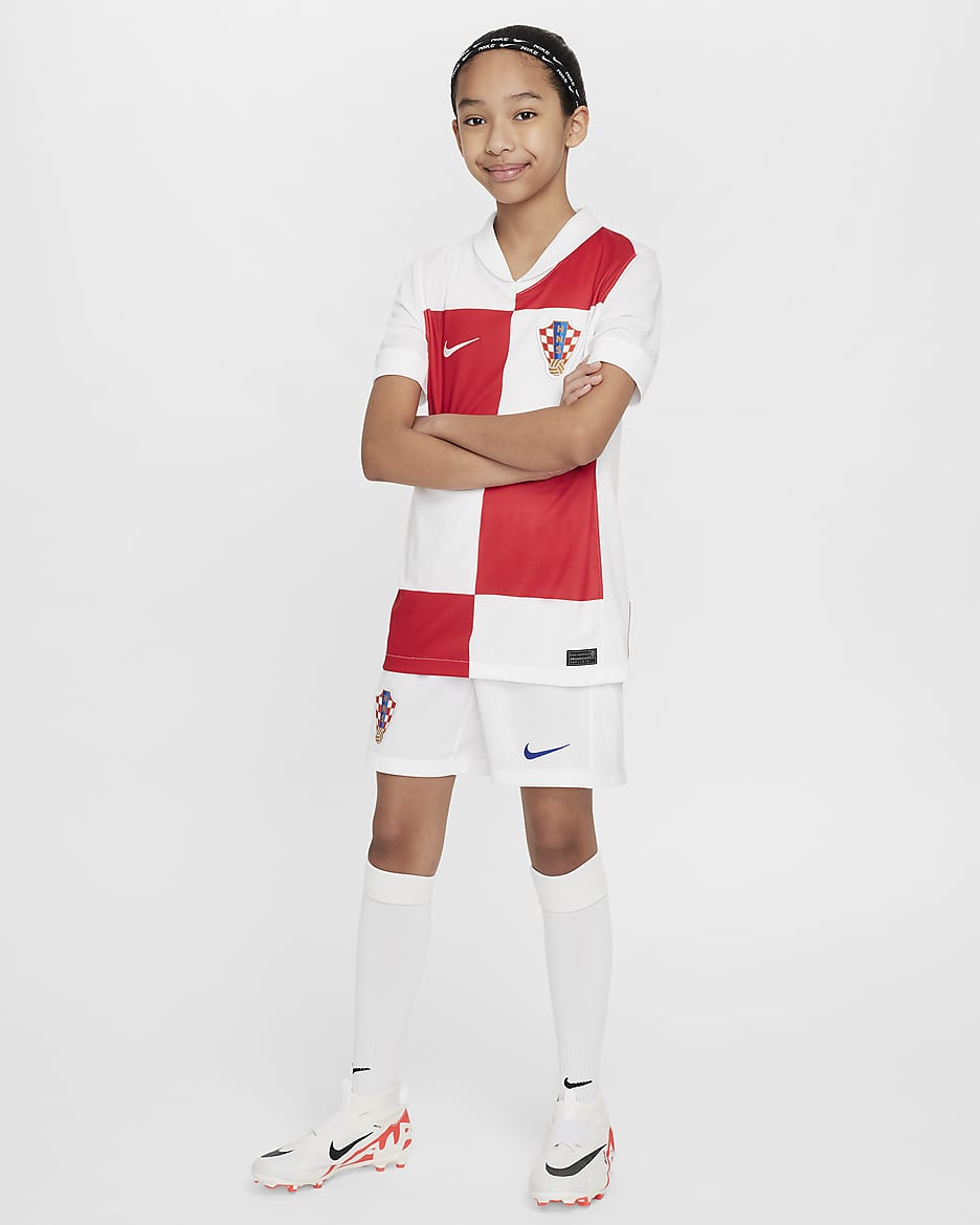 Short de foot replica Nike Dri-FIT Croatie 2024/25 Stadium Domicile/Extérieur pour ado - Blanc/Hyper Royal