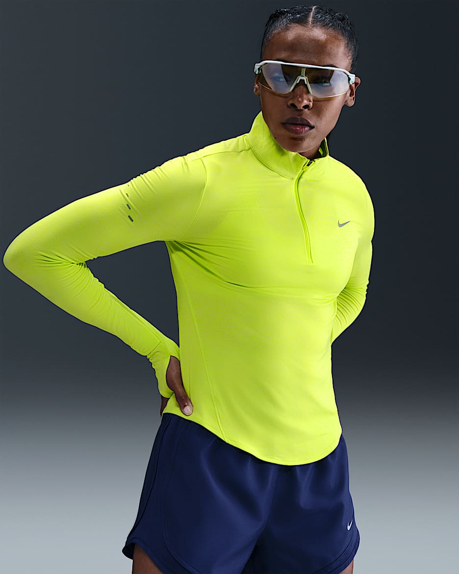 Nike Swift Women's Dri-FIT UV 1/4-Zip Running Top - Cyber/Heather
