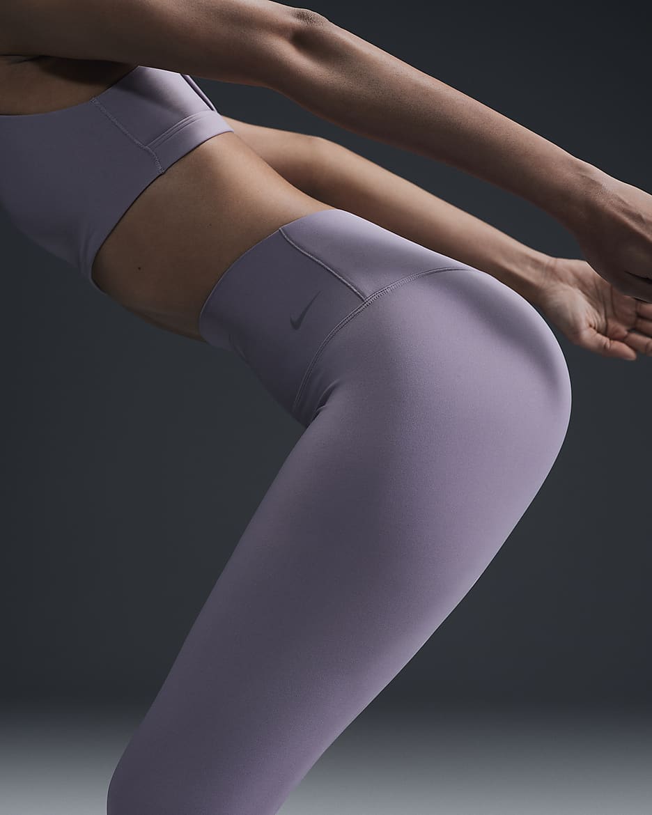 Nike Zenvy Legging met volledige lengte en iets ondersteunende hoge taille voor dames - Light Violet Ore/Zwart