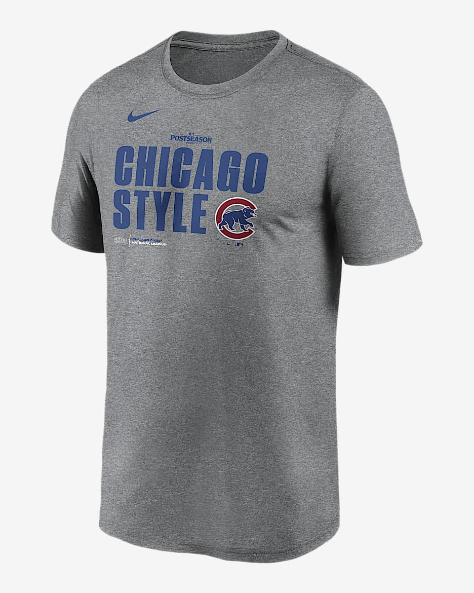 Chicago Cubs 2025 Postseason Legend Men's Nike Dri-FIT MLB T-Shirt - Charcoal Heather