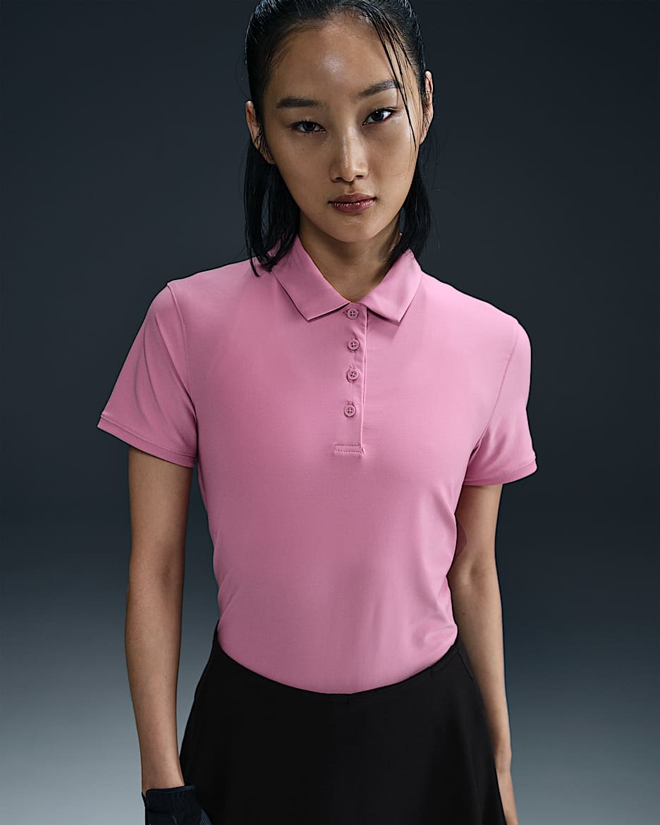 Nike Victory 女款 Dri-FIT 短袖高爾夫球衫 - Elemental Pink/白色