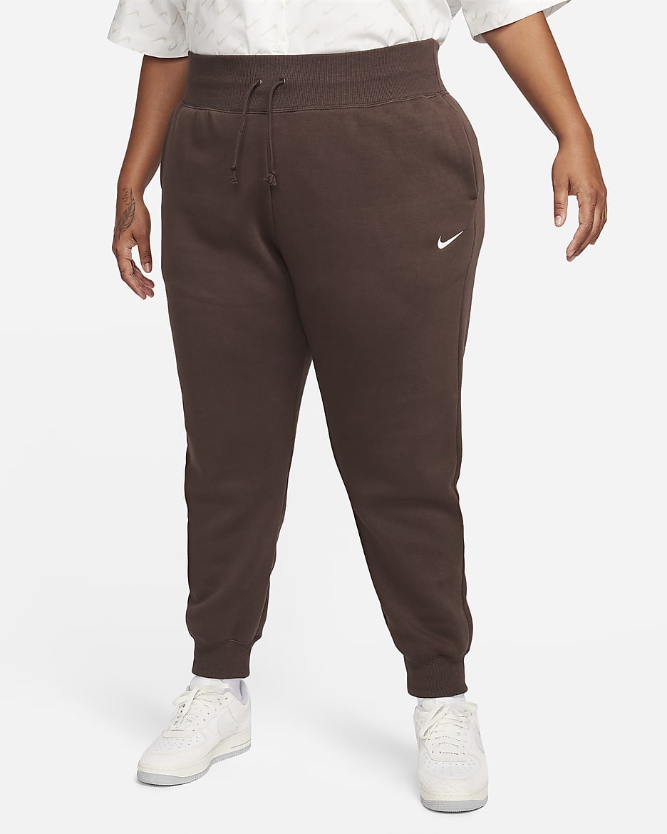 Joggers de cintura alta para mujer Nike Sportswear Phoenix Fleece (talla grande) - Marrón barroco/Vela