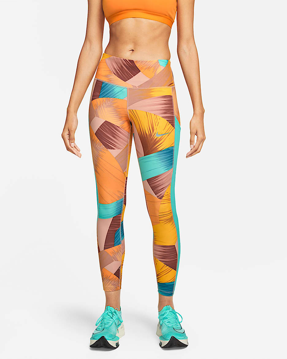 Leggings de running a 7/8 de cintura normal Nike Epic Luxe para mulher - Rose Whisper/Washed Teal/Cinzento Cool