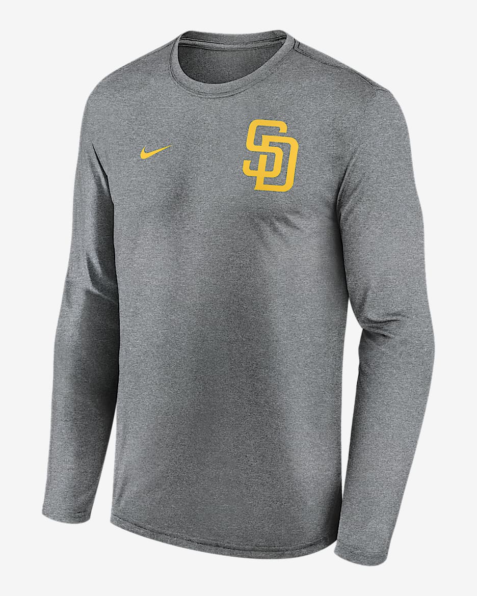 Playera de manga larga Nike Dri-FIT de la MLB para hombre San Diego Padres 2-Hit Legend - Carbón jaspeado