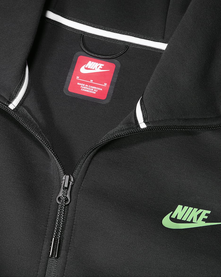 Nike Tech Men's Full-Zip Windrunner Hoodie - Black/Anthracite/Green Strike