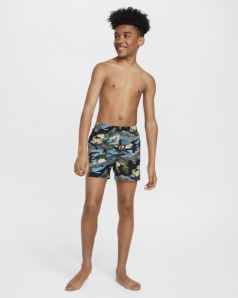 Nike Swim Classic Camo Older Kids' (Boys') 10cm (approx.) Volley Shorts - Black/Team Gold/Chlorophyll/White