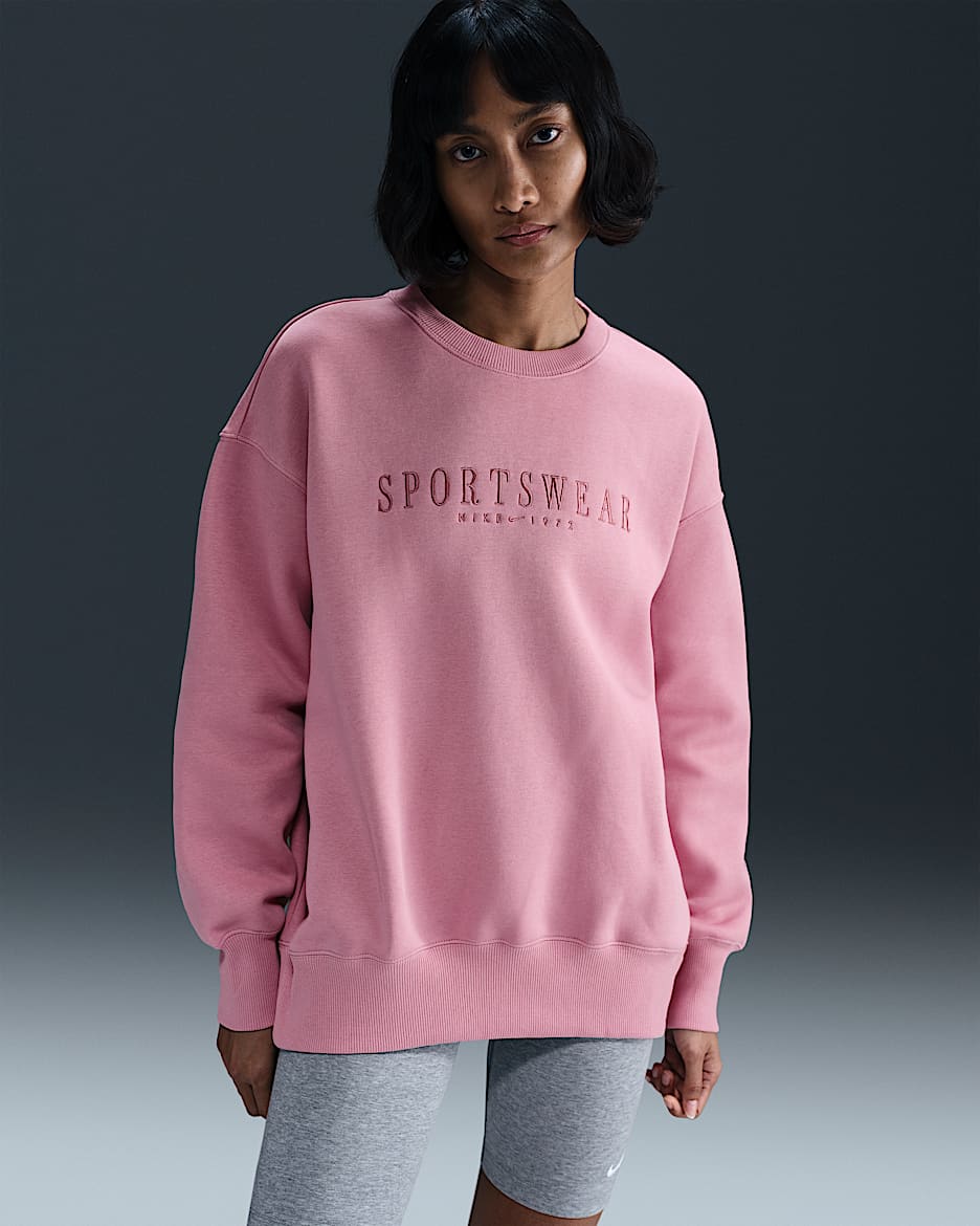 Nike Sportswear Phoenix Fleece Women's Oversized Crew-Neck Sweatshirt - Elemental Pink/Desert Berry