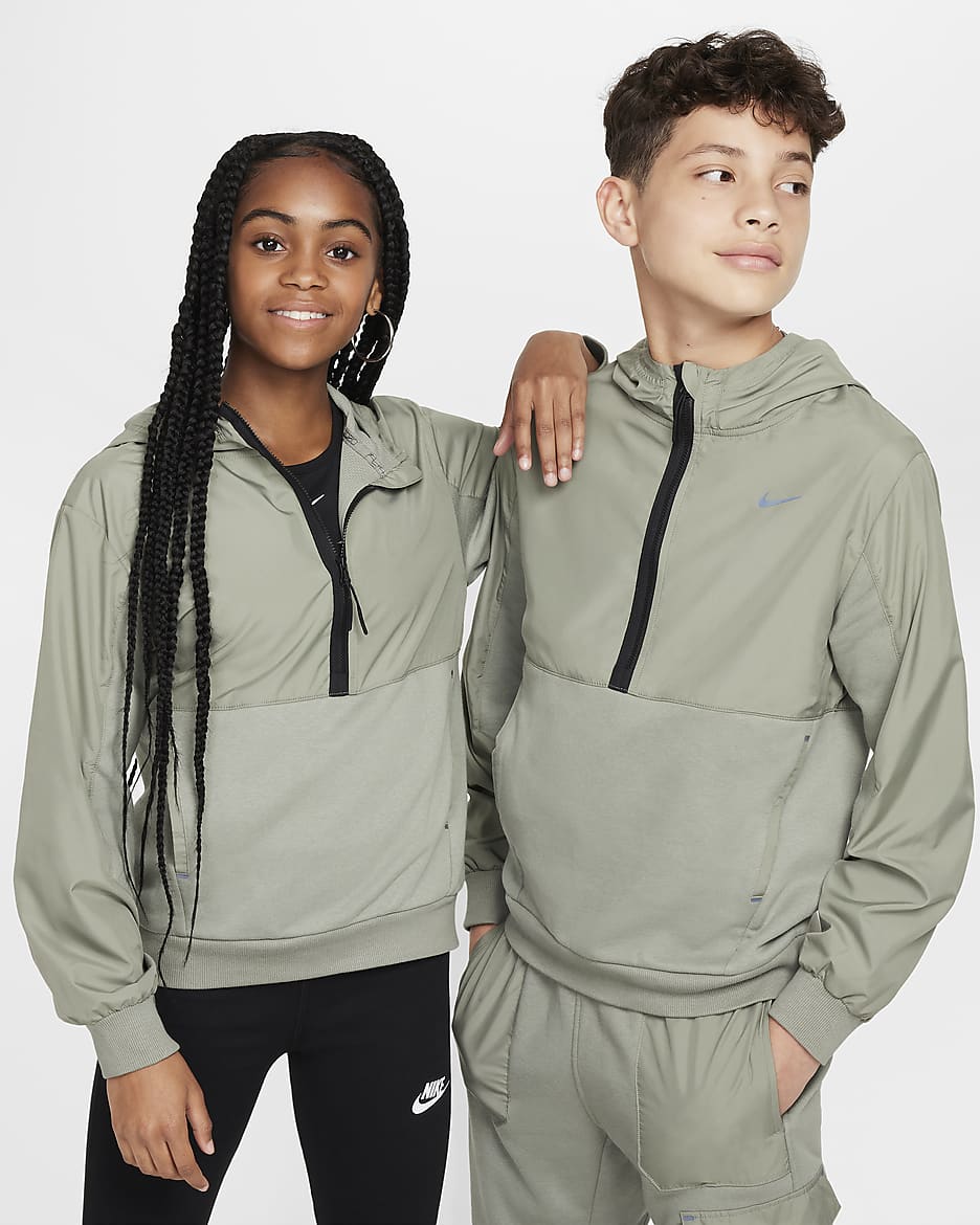 Nike Sportswear City Utility EasyOn fleecehoodie met halflange rits voor kids - Dark Stucco/Zwart