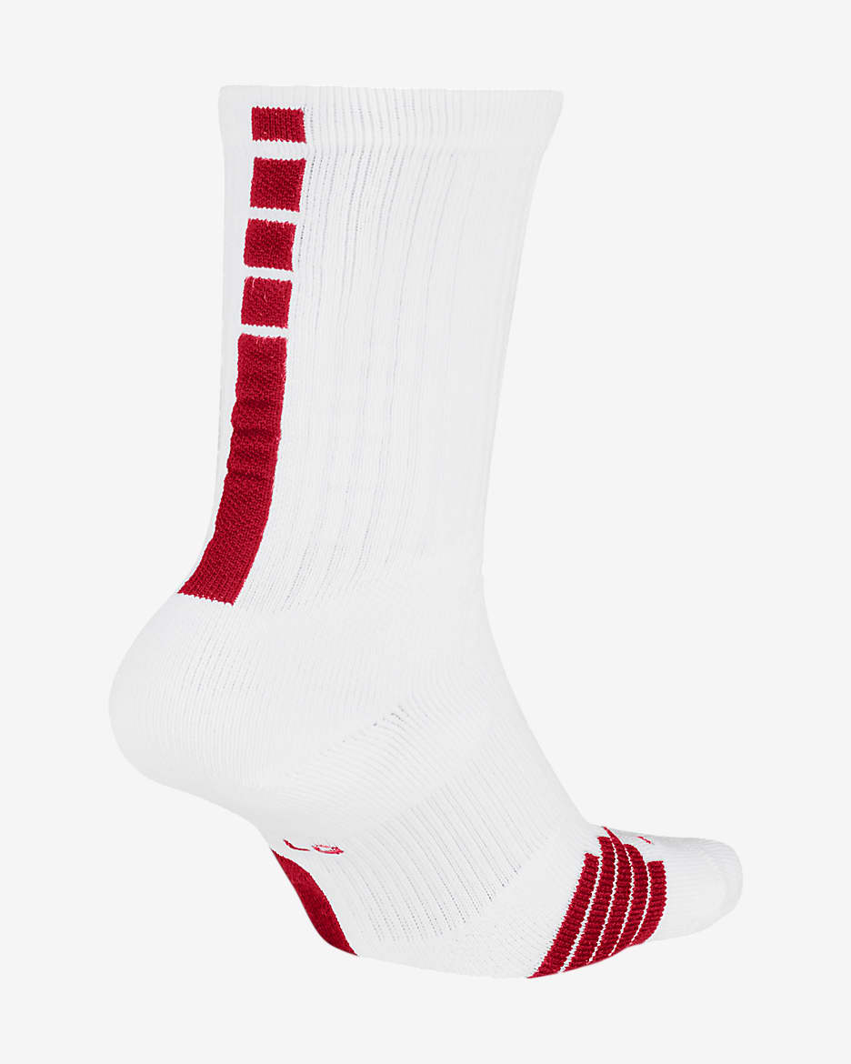 Calcetines de básquetbol Nike Elite Crew - Blanco/Rojo universitario/Rojo universitario