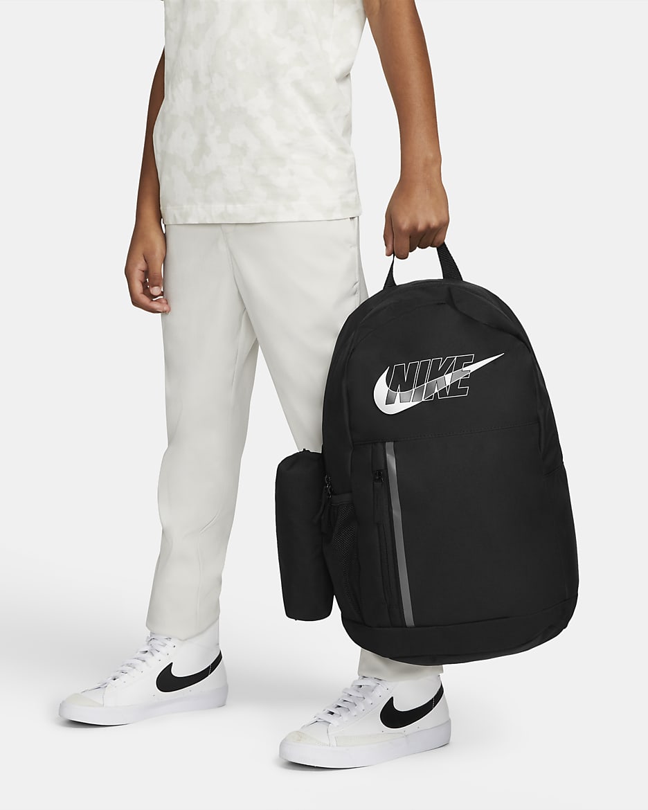 Nike Elemental 兒童圖樣背包 (20 公升) - 黑色/黑色/白色