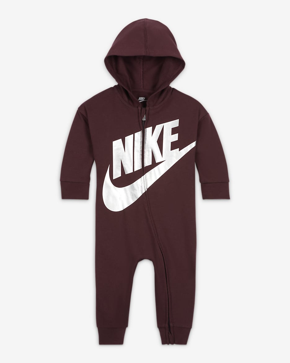 Nike Baby (3-9M) Metallic French Terry Coverall - Burgundy Crush