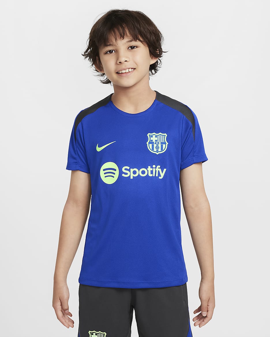 F.C. Barcelona Strike Third Older Kids' Nike Dri-FIT Football Knit Short-Sleeve Top - Old Royal/Old Royal/Anthracite/Lime Blast