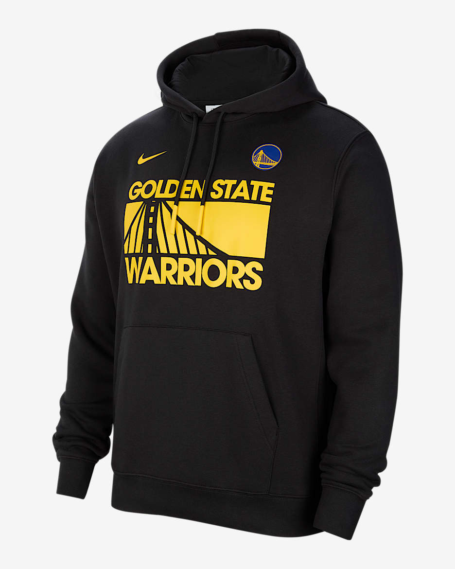 Sudadera con gorro sin cierre Nike de la NBA para hombre Golden State Warriors Club Courtside - Negro/Amarillo