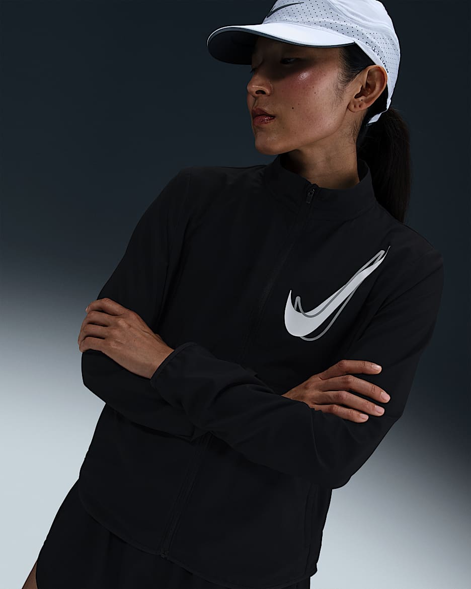 ナイキ スウッシュ ウィメンズ Dri-FIT ランニングジャケット - ブラック