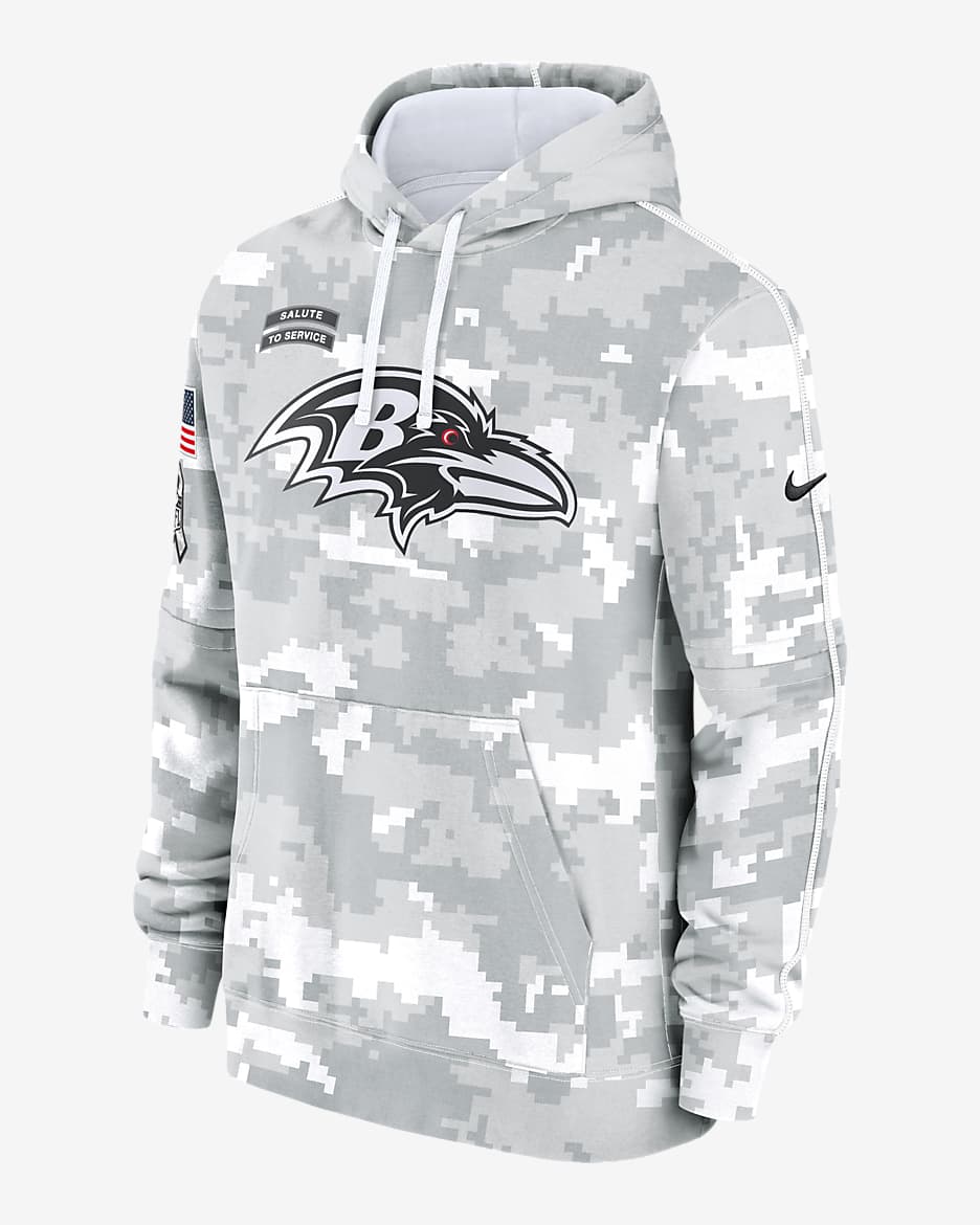 Baltimore Ravens Salute to Service Primary Edge Club Men's Nike NFL Pullover Hoodie - White