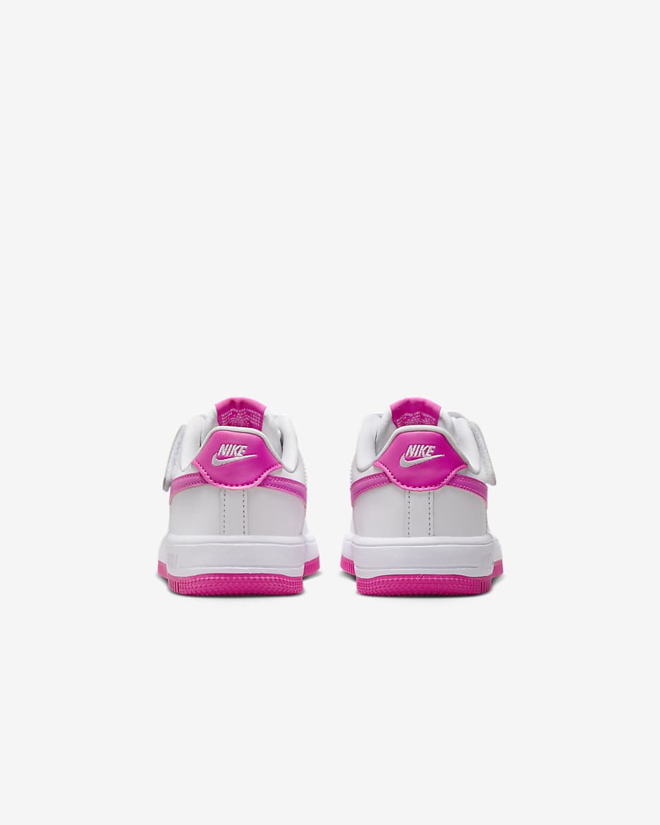 Nike Force 1 Low EasyOn Younger Kids' Shoes - White/Laser Fuchsia