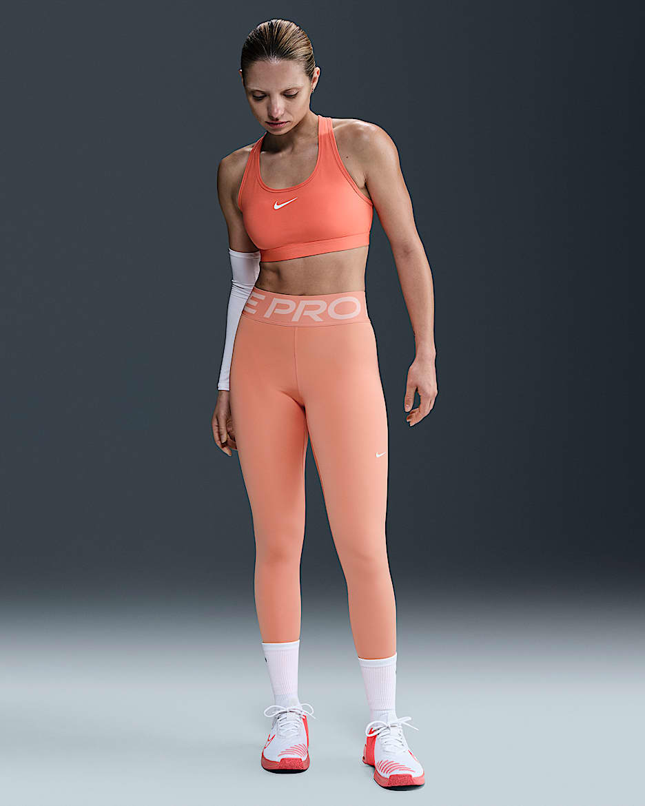 Leggings de tiro alto de largo completo para mujer Nike One Pro Sculpt - Ágata melocotón/Blanco