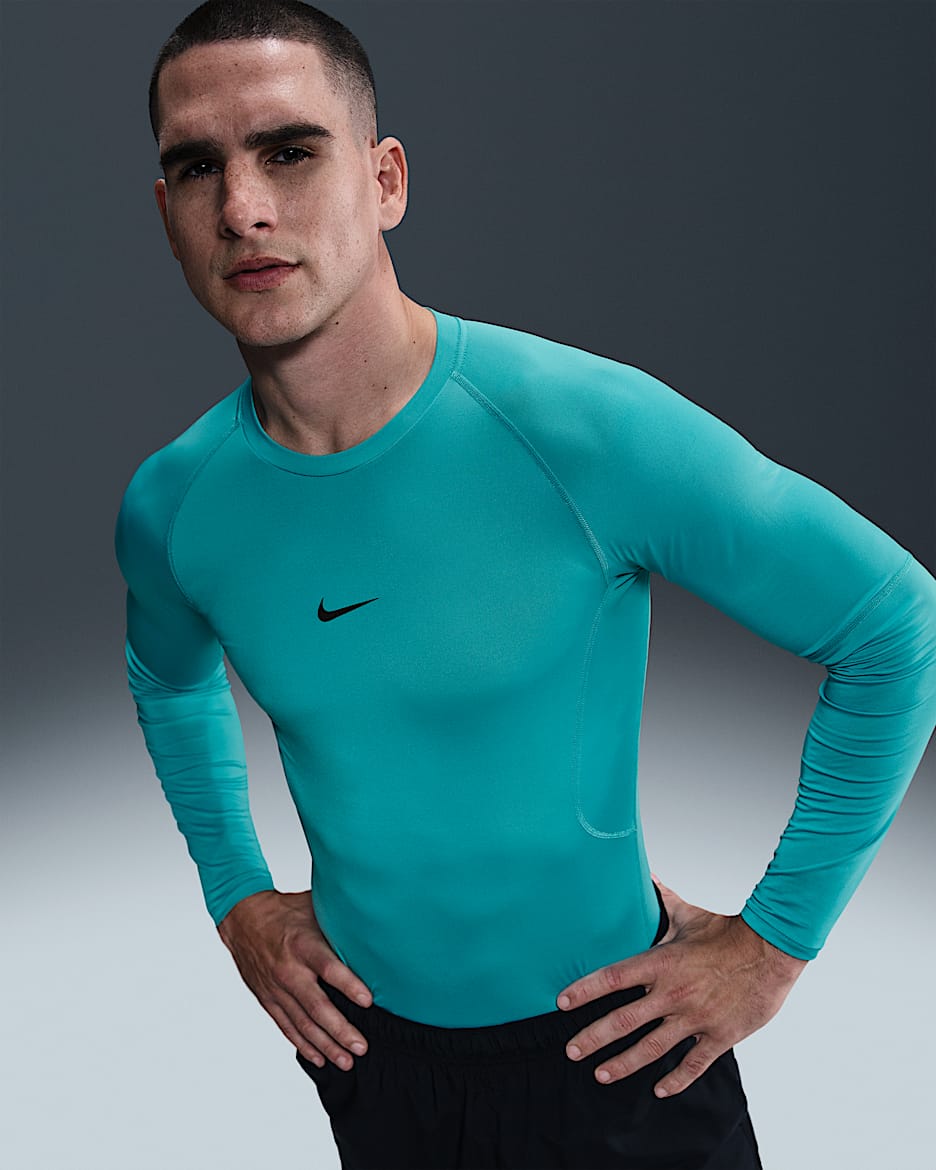 Nike Pro Men's Dri-FIT Tight Long-Sleeve Fitness Top - Dusty Cactus/Black