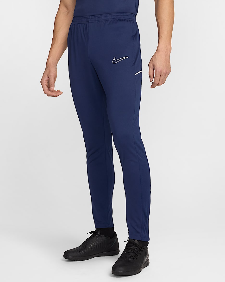 Pants de fútbol de tejido Knit Dri-FIT para hombre Nike Academy 25 - Azul marino medianoche/Blanco/Blanco
