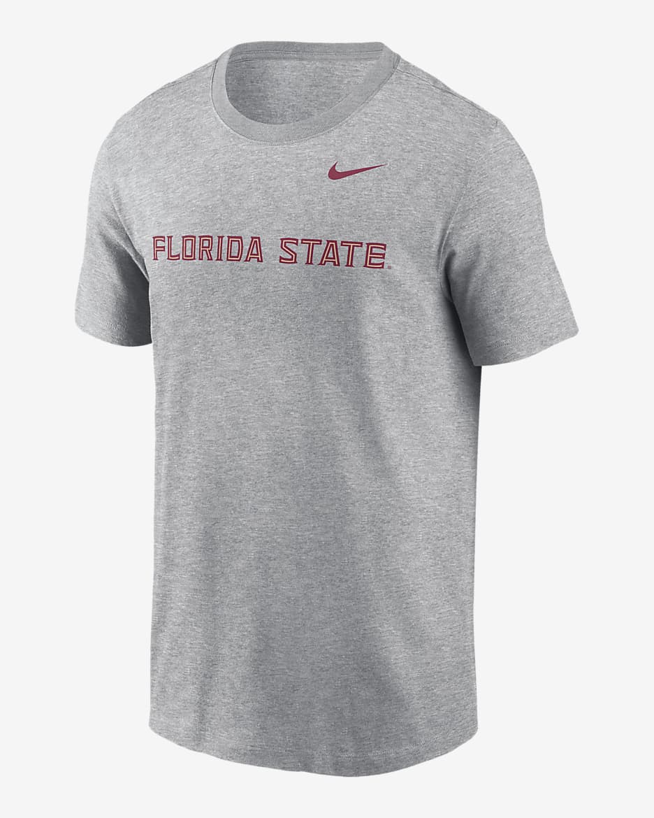 Playera universitaria Nike para hombre Florida State Seminoles Primetime Wordmark - Gris jaspeado