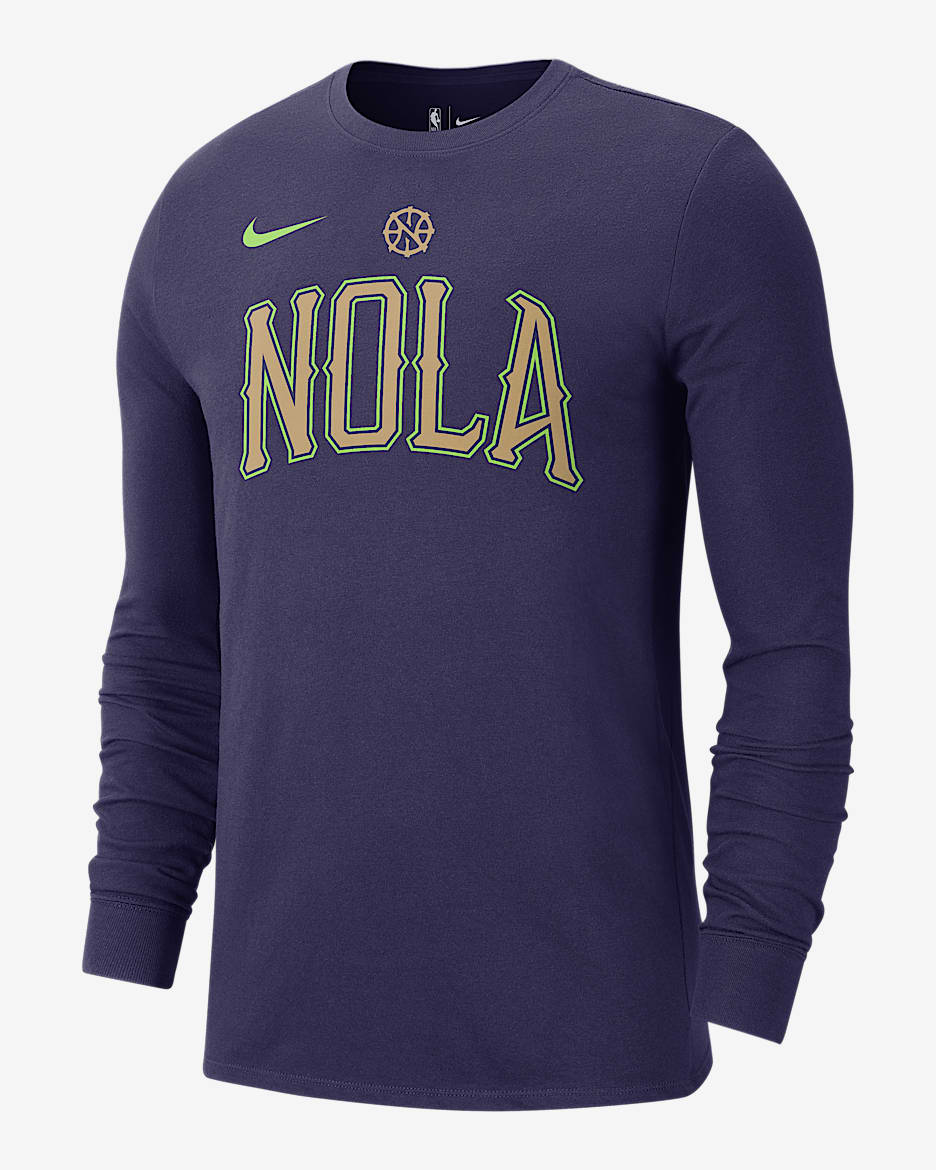 Playera de manga larga Nike de la NBA para hombre New Orleans Pelicans Essential City Edition - Tinta